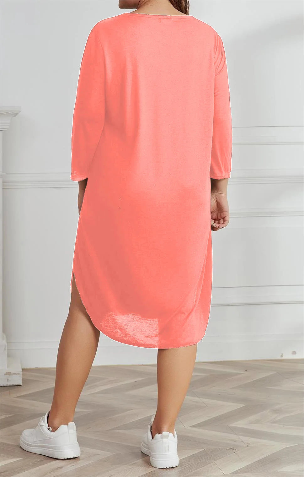 Plus Size 3/4 Sleeve Criss Cross V Neck Sleep Dress Pajamas