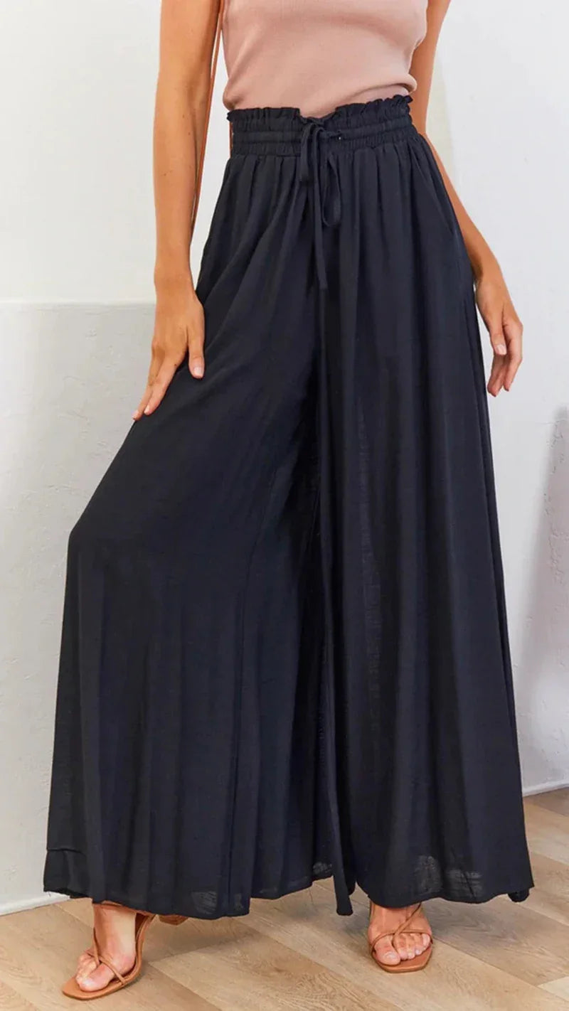 Wide Leg With Elastic Waistband Pants