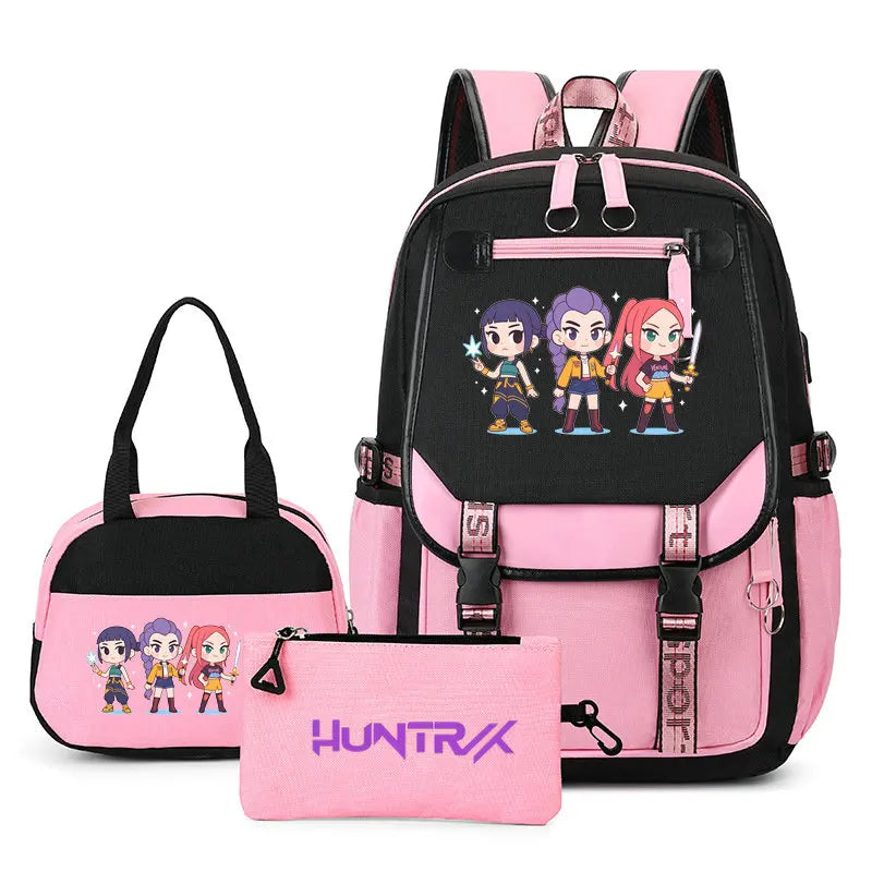 Mochilas Set KPop Demon Hunters Capacity Student School Bag