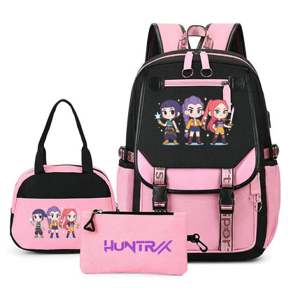 Mochilas Set KPop Demon Hunters Capacity Student School Bag