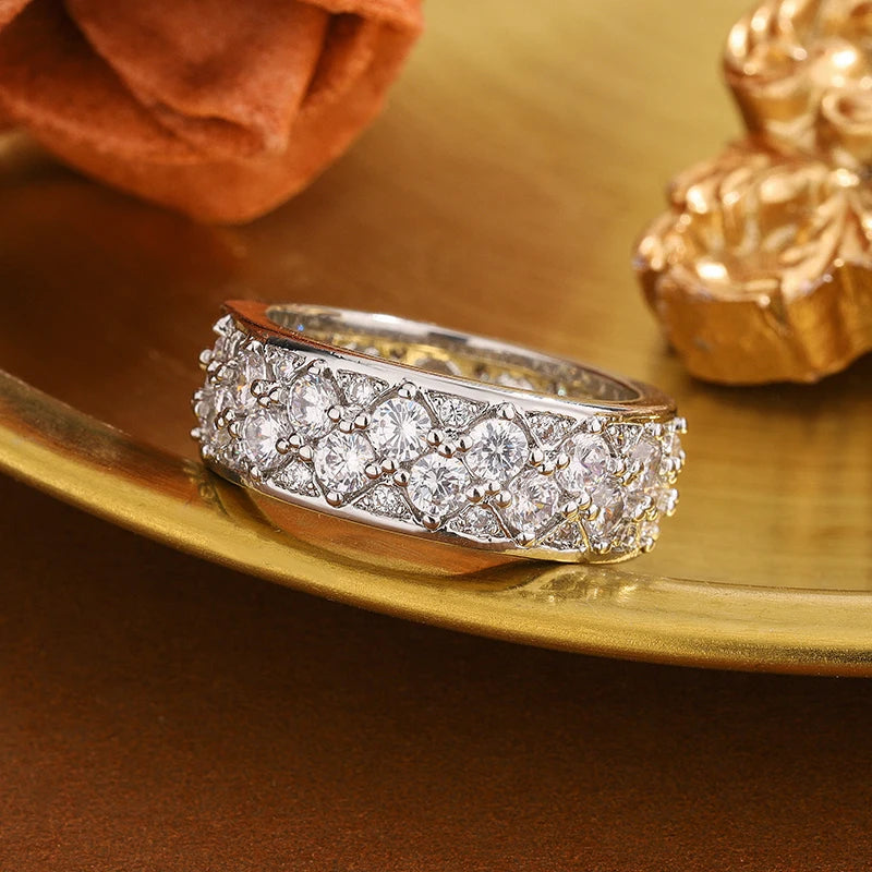 925 Sterling Silver Full CZ Diamond Sparkling High-End Ring