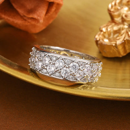 925 Sterling Silver Full CZ Diamond Sparkling High-End Ring