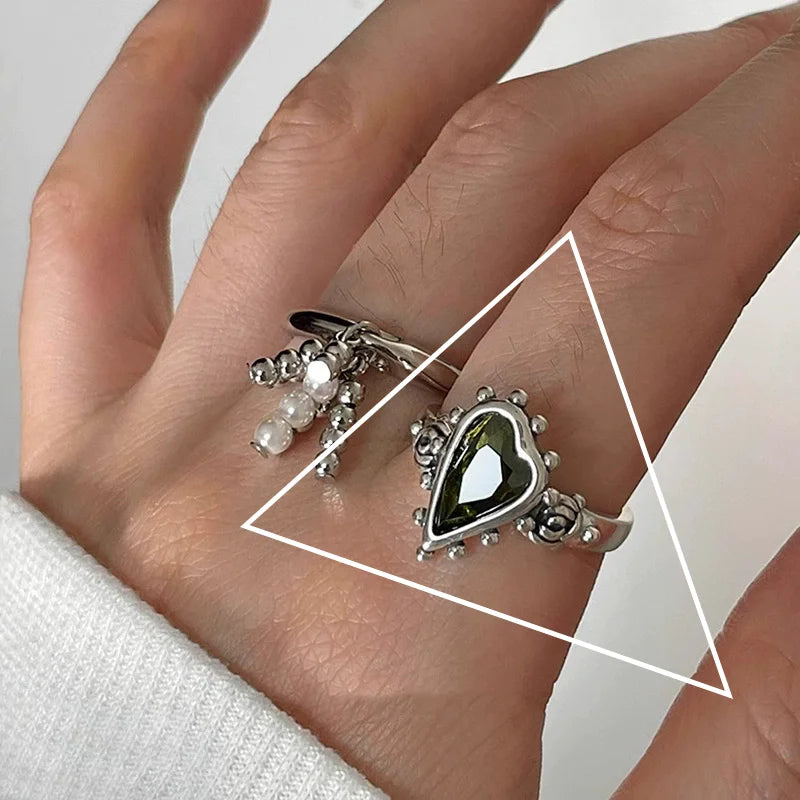 925 Sterling Silver Geometry Crystal Ring