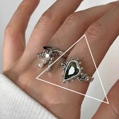925 Sterling Silver Geometry Crystal Ring