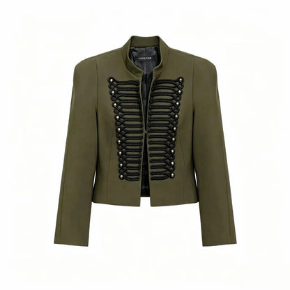 Slim Elegant Napoleon High Street Chic Shoulder Padded Jacket