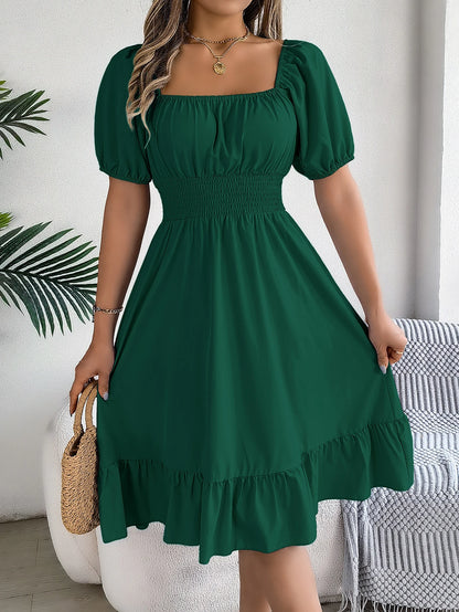 Puff Sleeve Square Neck Dress