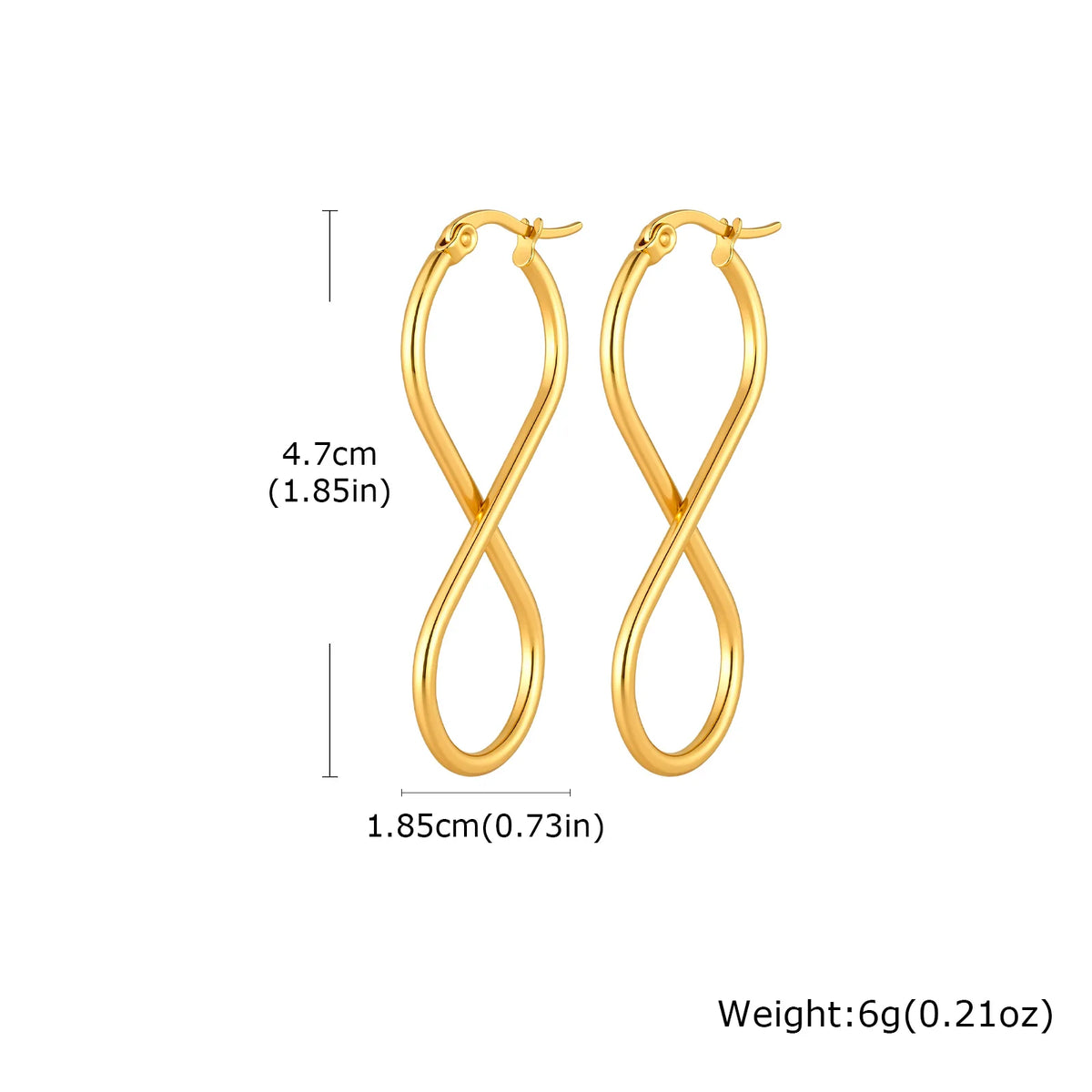 Twisted Infinity 18K Gold Plated Stainless Steel Trendy Minimalist Geometric Hoop Earrings