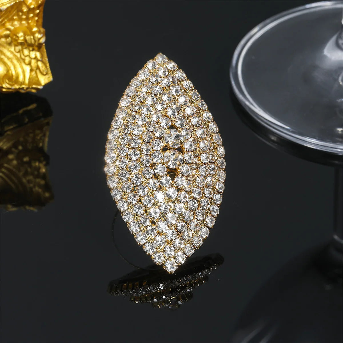 Sparkling Rhinestones Crystal Bridal Big Rings