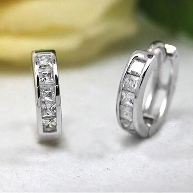 925 Sterling Silver Zircon Buckle Earrings