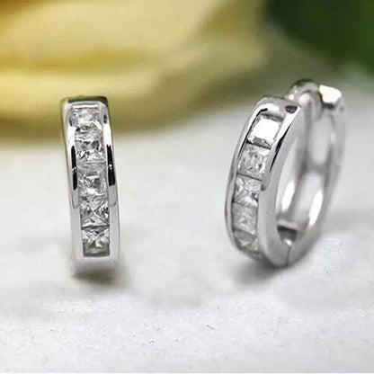 925 Sterling Silver Zircon Buckle Earrings
