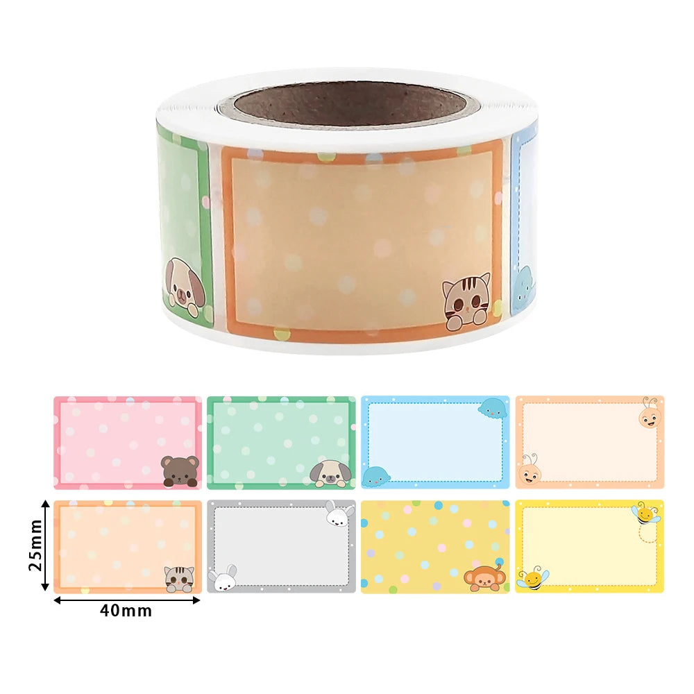 200pcs/roll Cartoon Baby Bottle School Kids Name Tags Stickers