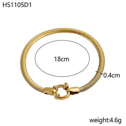 Stainless Steel Thick Simple Chunky Chain Layered Gold Bracelet Set