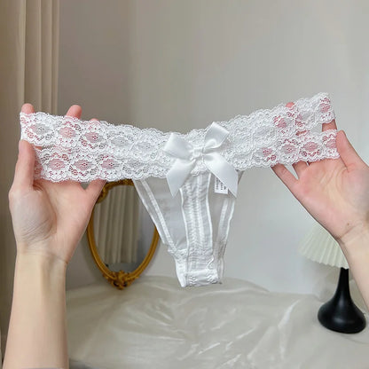 Low Waist G-String Mesh Bow G- String Lingerie