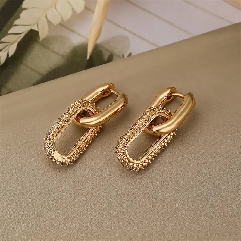 DANA Shiny Rhinestone Geometric Earrings
