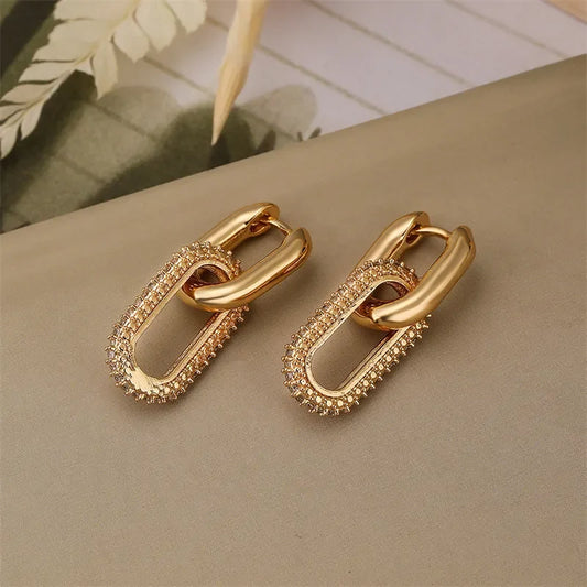DANA Shiny Rhinestone Geometric Earrings
