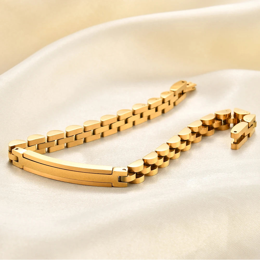 6MM Laser Logo Personalized Stainless Steel Strap Bracelet