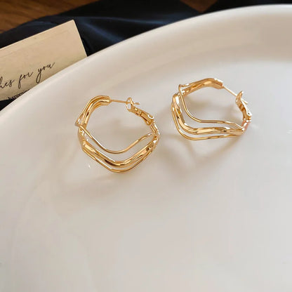 Multi-layer Twisted Metalic Hoop Earrings