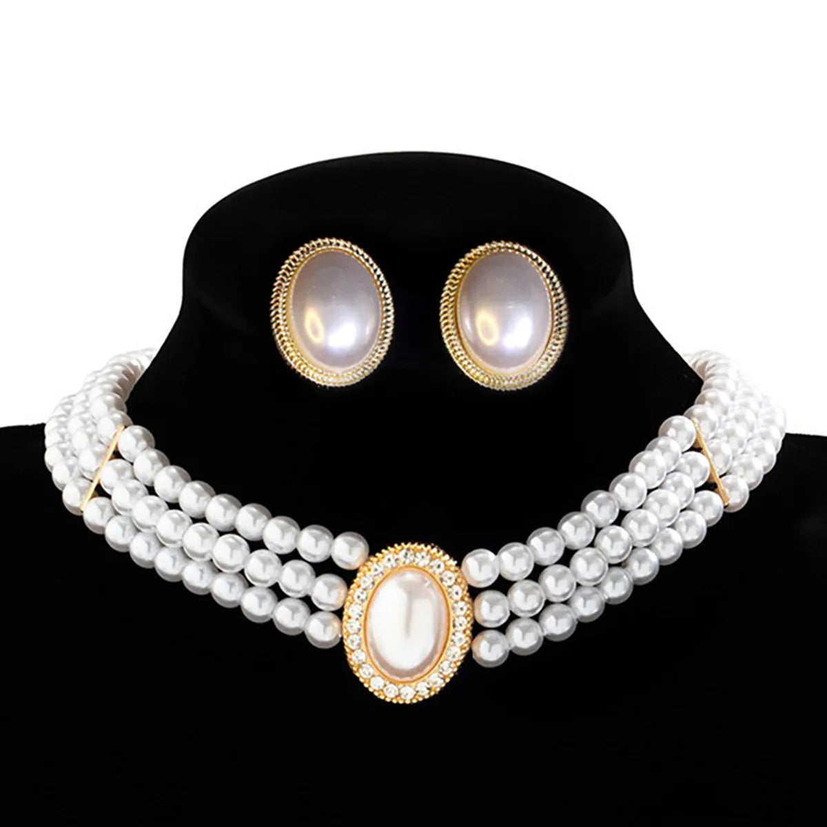 Bridal White Imitation Pearl Necklace Set