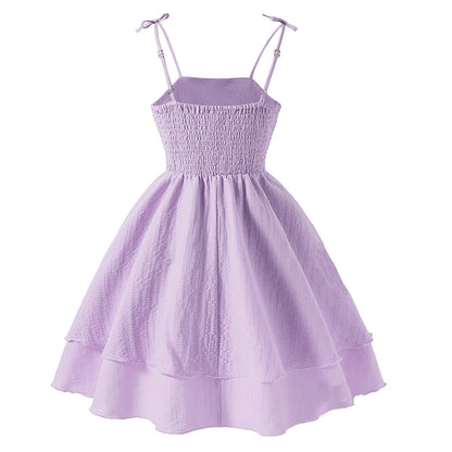 Pink Tiered Sling Princess Sweet Style Tween Girls Dress