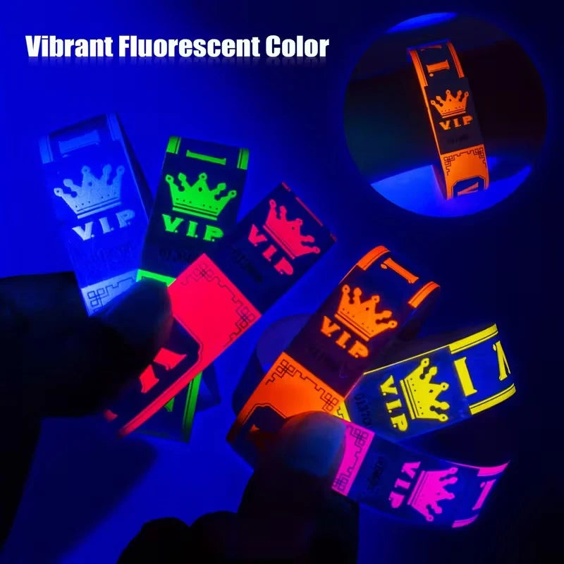 100pcs VIP Neon Paper Wristbands Fluorescent Waterproof