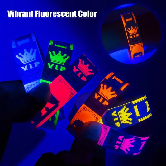 100pcs VIP Neon Paper Wristbands Fluorescent Waterproof