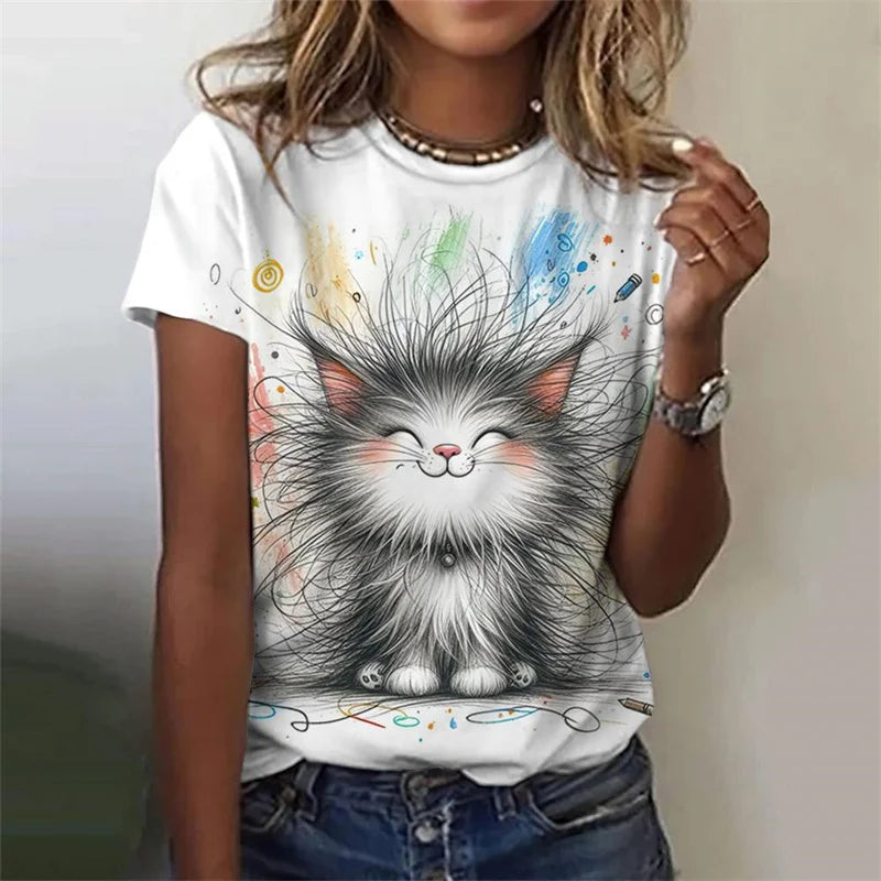 3D Rabbit Short Sleeves Casual Oversize T-Shirts