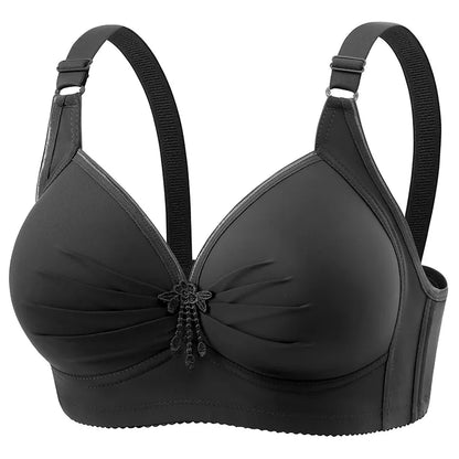 Plus-size Brassiere Wire-free Middle-aged Underwear Three-row Hook Large Cup Bra