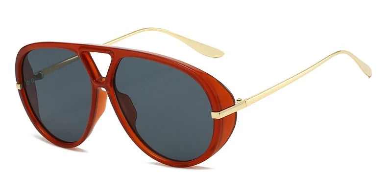Oversized Punk Metal Double Bridge Sunglasses