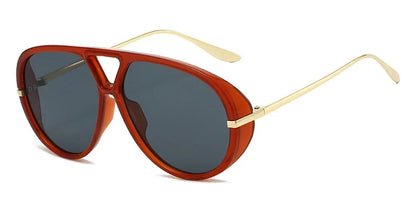 Oversized Punk Metal Double Bridge Sunglasses