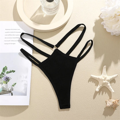 4Pcs Cotton Double Thin Belts Sexy Low Waist Lingerie