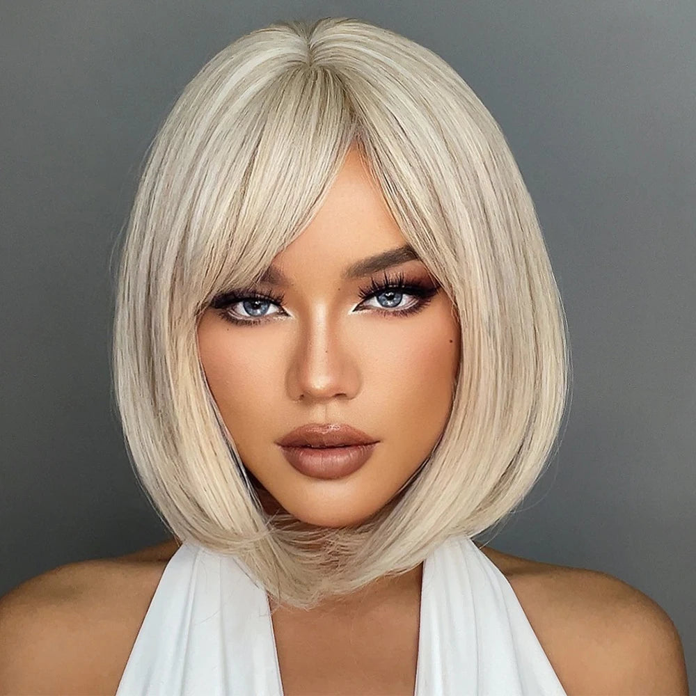 White Blonde Gray Synthetic Wigs