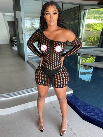 Sexy Fishnet Short Net Slim Short Dress
