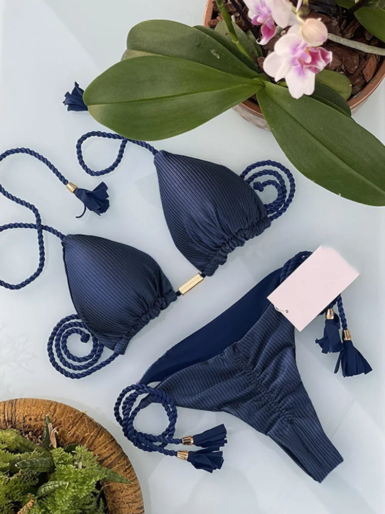 Bikini Backless Rope Triangle Swimsuit