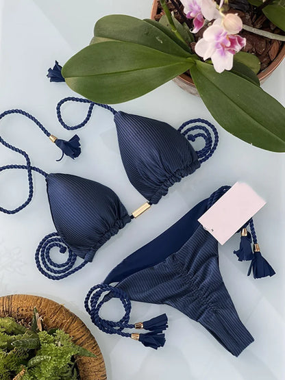 Bikini Backless Rope Triangle Swimsuit