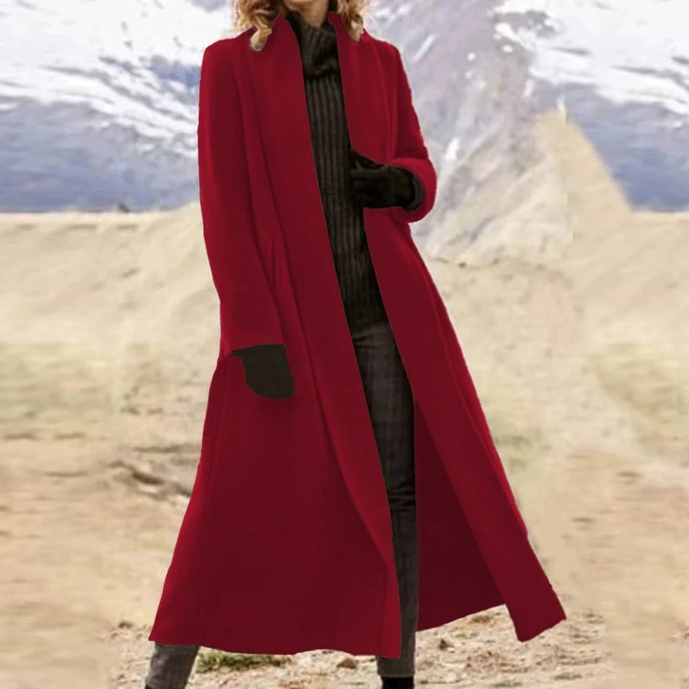 Plus Size Extra Long Woolen Loose Casual Wool Blend Coat