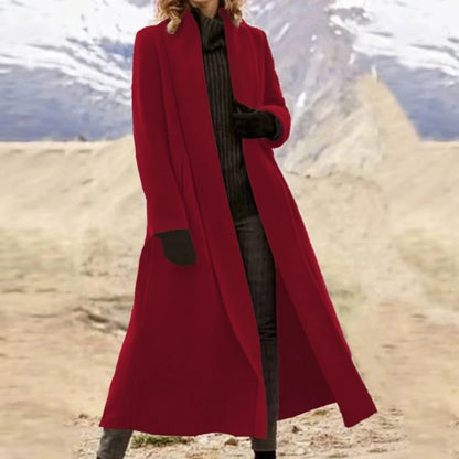 Plus Size Extra Long Woolen Loose Casual Wool Blend Coat