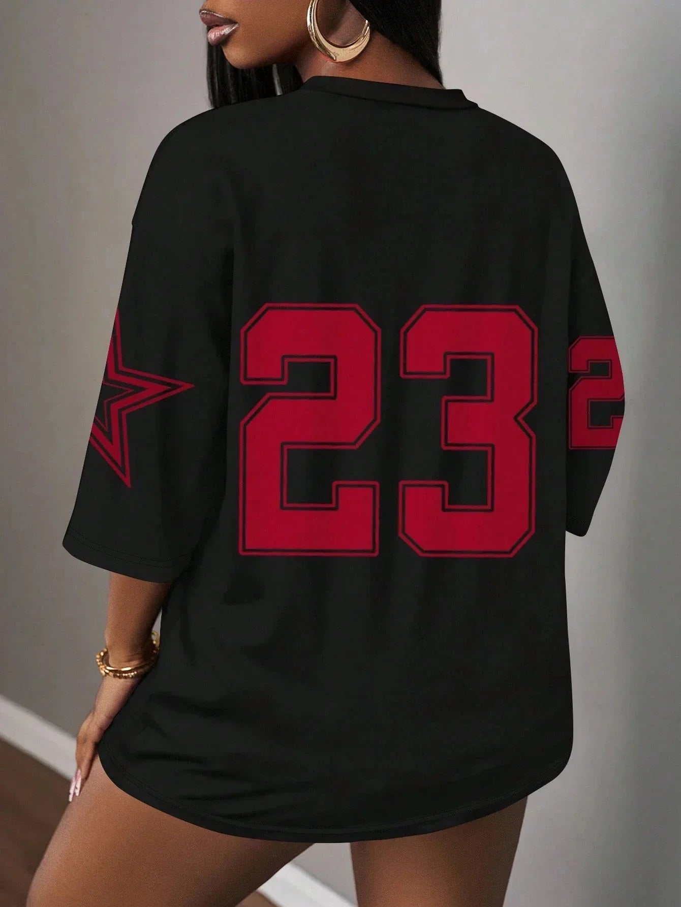  Casual Minimalist Letter NO.23 Graphic T-Shirt