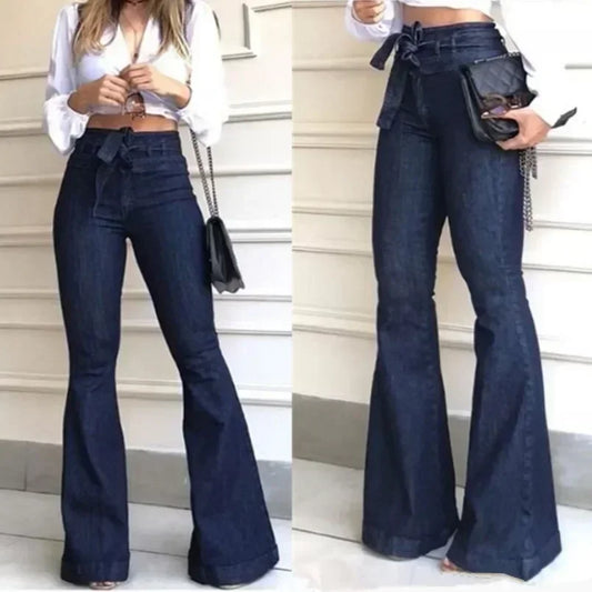 Flare High Waist Fly Flat Slight Strech Jeans