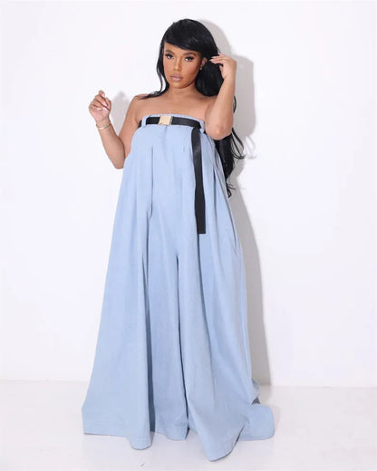 Sexy Loose Wide Leg Outfit Strapless Romper Jumpsuit