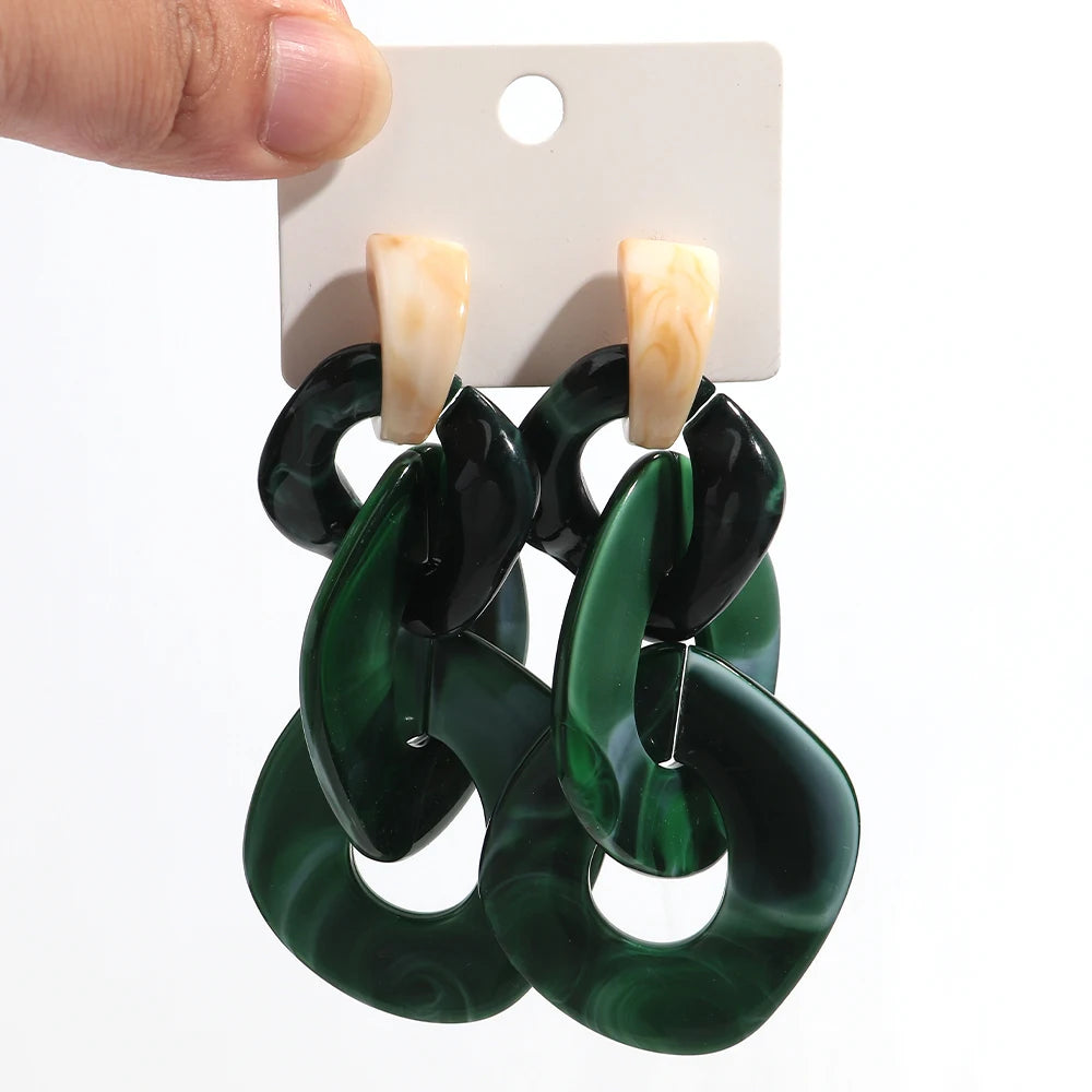 Acrylic Geometric Leopard Print Circle Earring