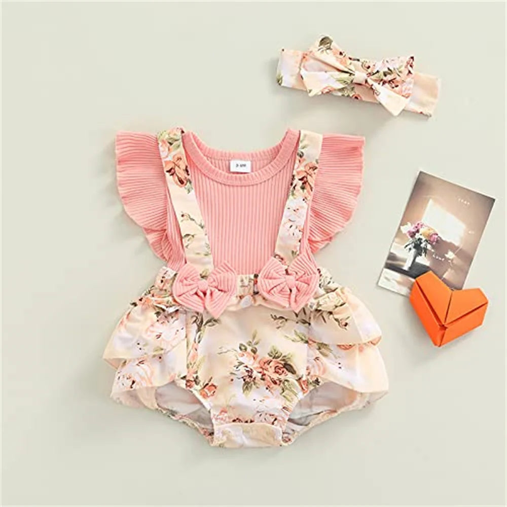 0-18 Months Cotton Ruffle Sleeve Butterfly Floral Dress