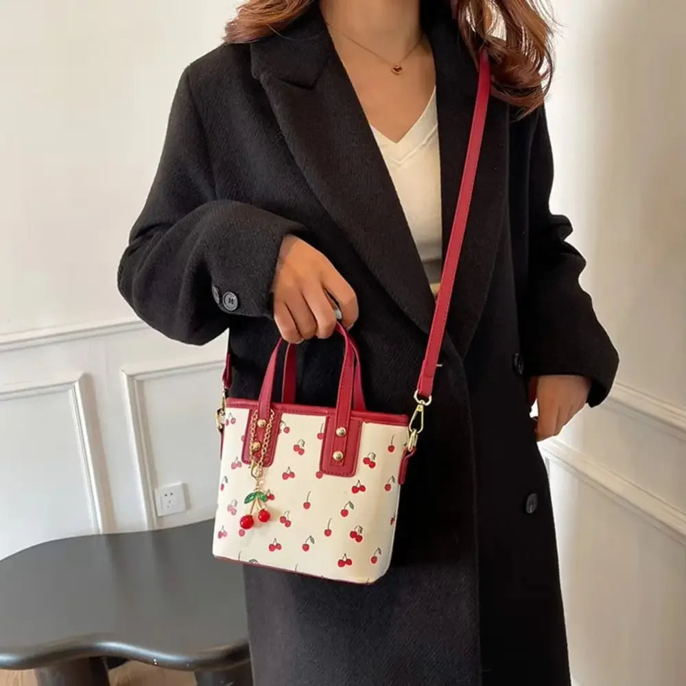 Stylish PU Leather Cherry Shoulder Bag