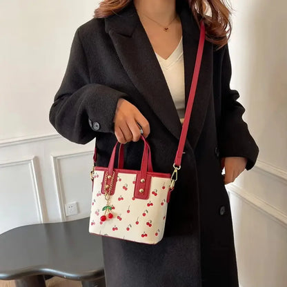 Stylish PU Leather Cherry Shoulder Bag