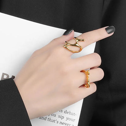 DANA Gold Irregular Pleated Open Ring