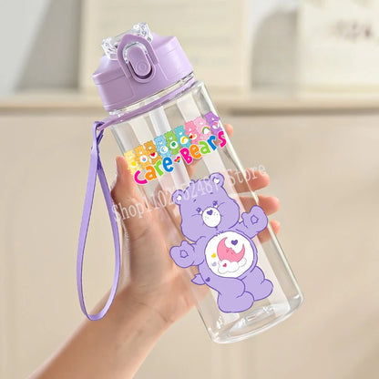 900ml Care Bears Cute Water Bottle with Straw Girls School Plastic Cup