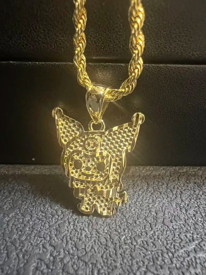 18K Gold Rope Chain Heart Pendant Necklace