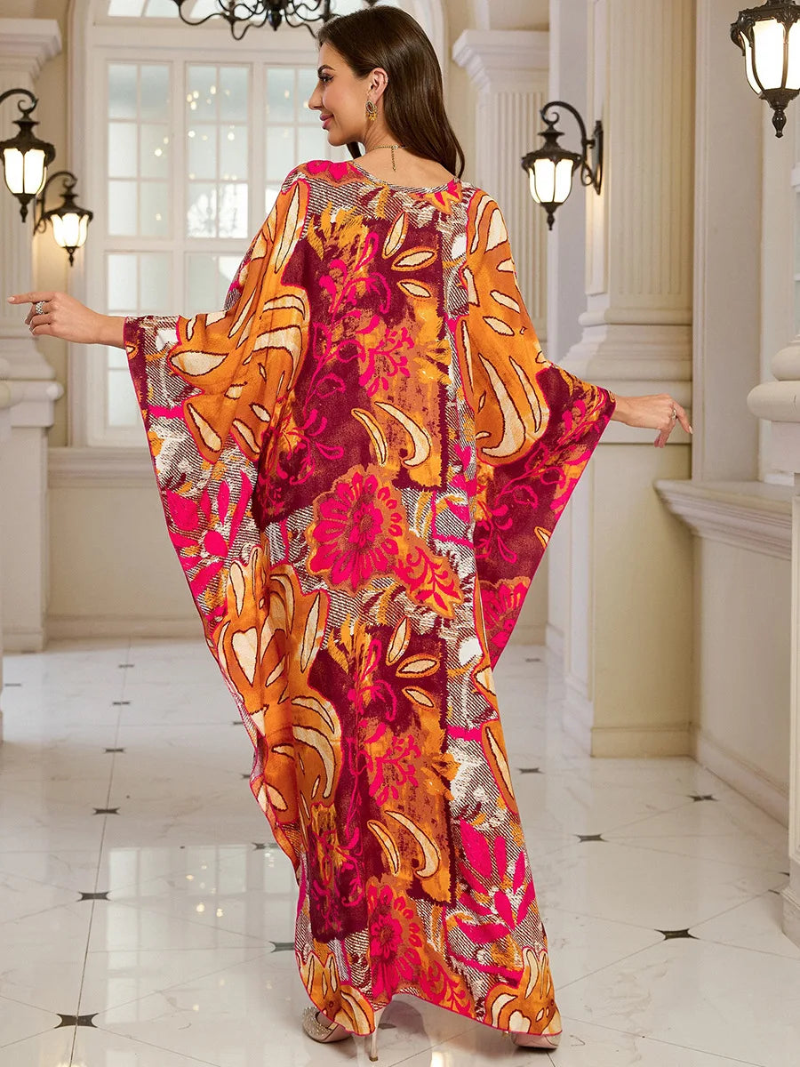 Kaftan Wave Neck Swimsuit Cover Up Caftan Dress