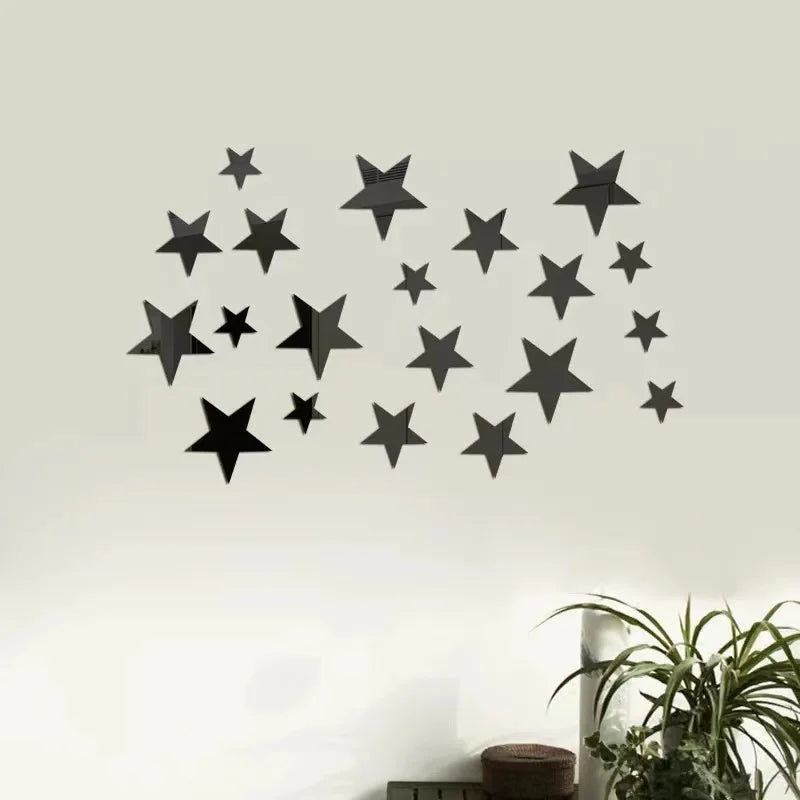 20/42pcs Acrylic Star Mirror Wall Stickers