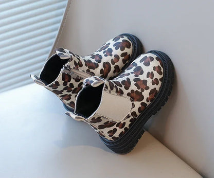 Leopard Classic Little Ankle Side Zipper Unisex Rubber Boots