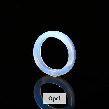 1 Pc Natural Stone Jade Crystal Agate Obsidian Fengshui Lucky Rings